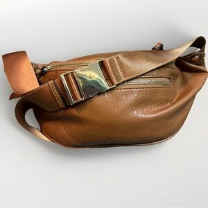 Trendy Sole Society Brown Faux Leather Belt Bag Crossbody Multi Pockets